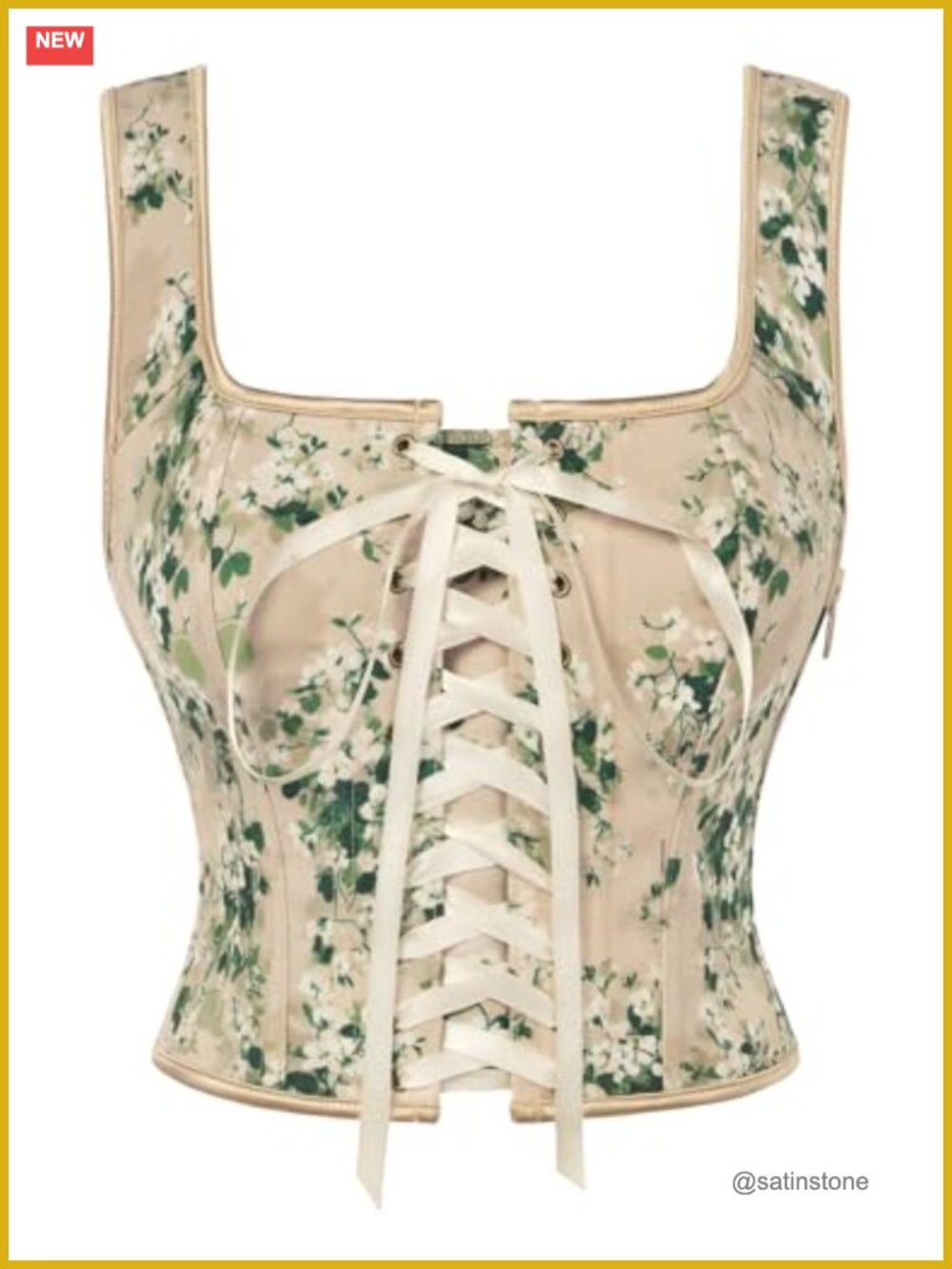 Floral Renaissance Corset Top Boned Waist Lace-Up Costume Corset